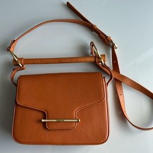 Sancia Rome tan leather bar bag (crossbody shoulder purse)